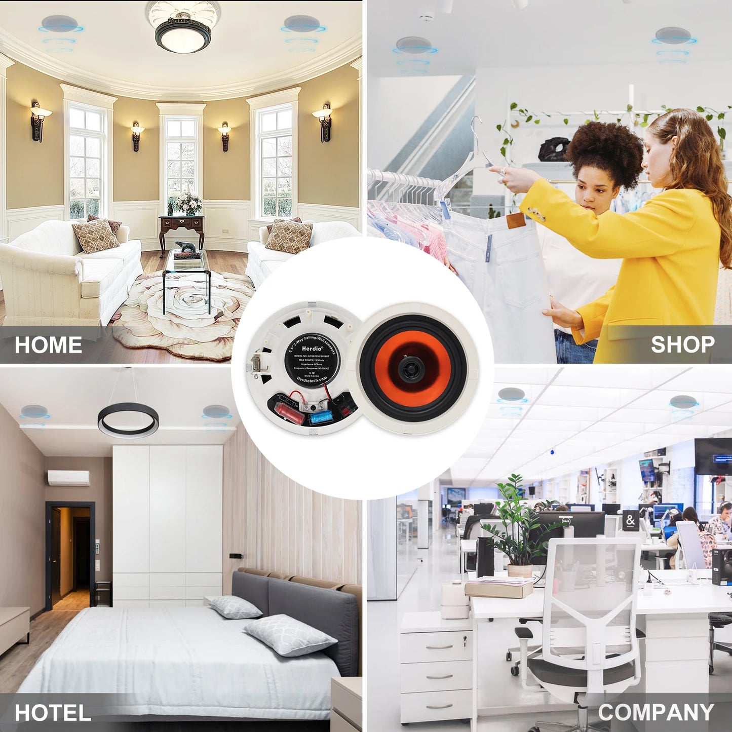 Herdio Ceiling Bluetooth Speaker System With Amplifier