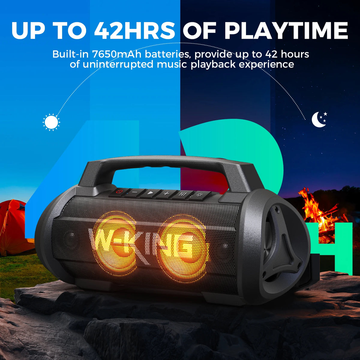 W-KING 70W RMS Bluetooth Portable Speaker, Wireless, IPX6 Waterproof Bluetooth Speakers with Subwoofer/Bass Boost