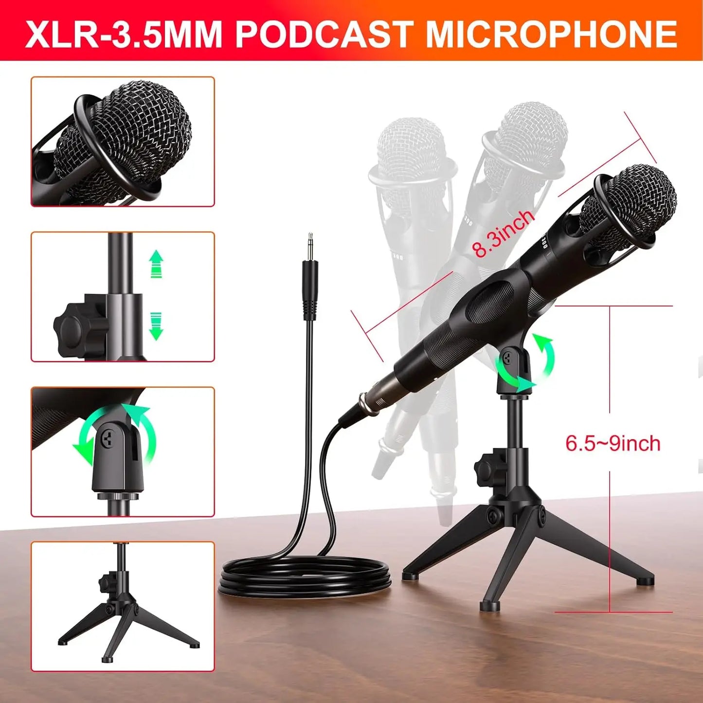 Tenlamp Professional Live Sound Card Audio Full Set USB Studio Mixer,Podcast Equipment Bundle Kit for 4 People with 3.5mm Condenser Microphone for Pc/Phone Live Streaming Gaming Singing