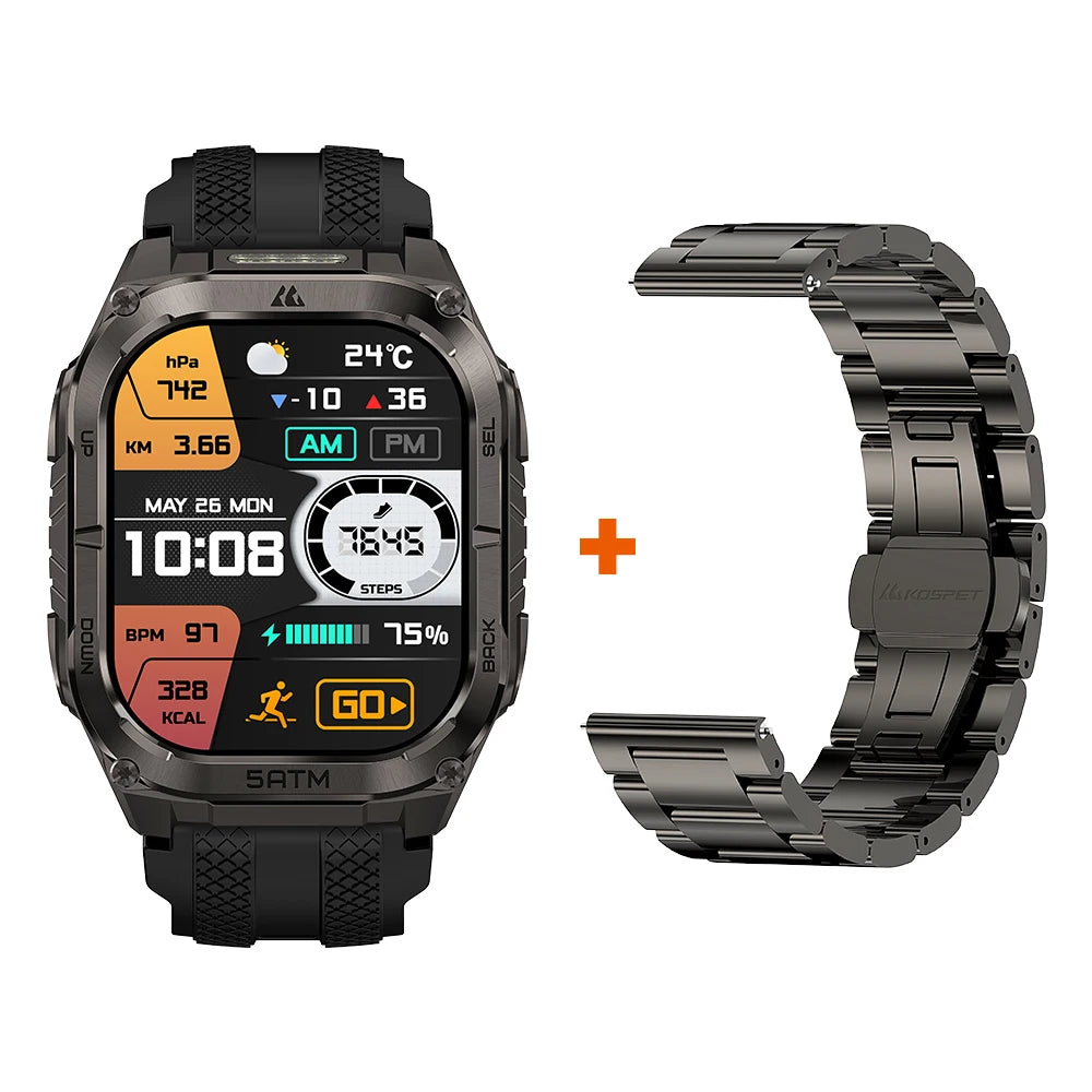 KOSPET Rugged Smartwatch M4C With GPS Flashlight 5ATM Waterproof