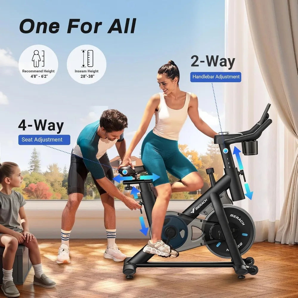 Magnetic Friction Exercise Bike with Brake Pad, App, and Tablet Mount for Low Noise Indoor Cycling and Weight Loss