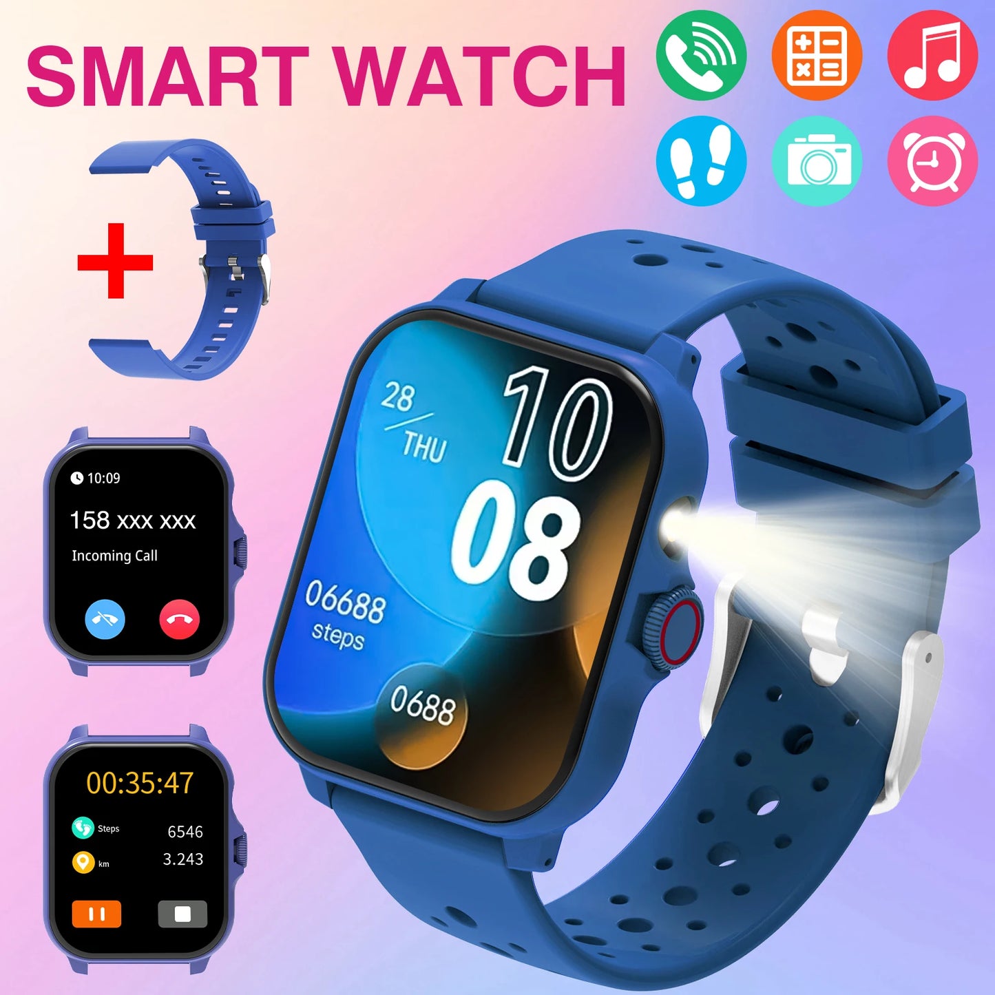 New Smart Watch for Men and Women,Wireless Calling,Multiple Sports Modes,LED Lighting,Weather Forecast,Music,For IPhone & Android, Modern Style,HD Screen Display, Ideal Gift