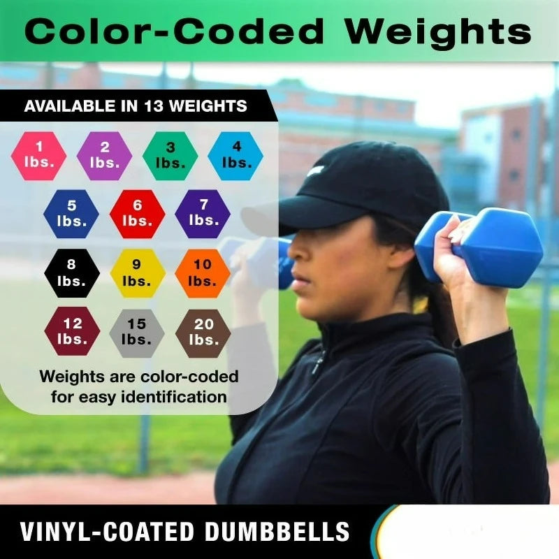 Vinyl Coated Cast Iron Dumbbell for Strength Training Upper Body Workouts