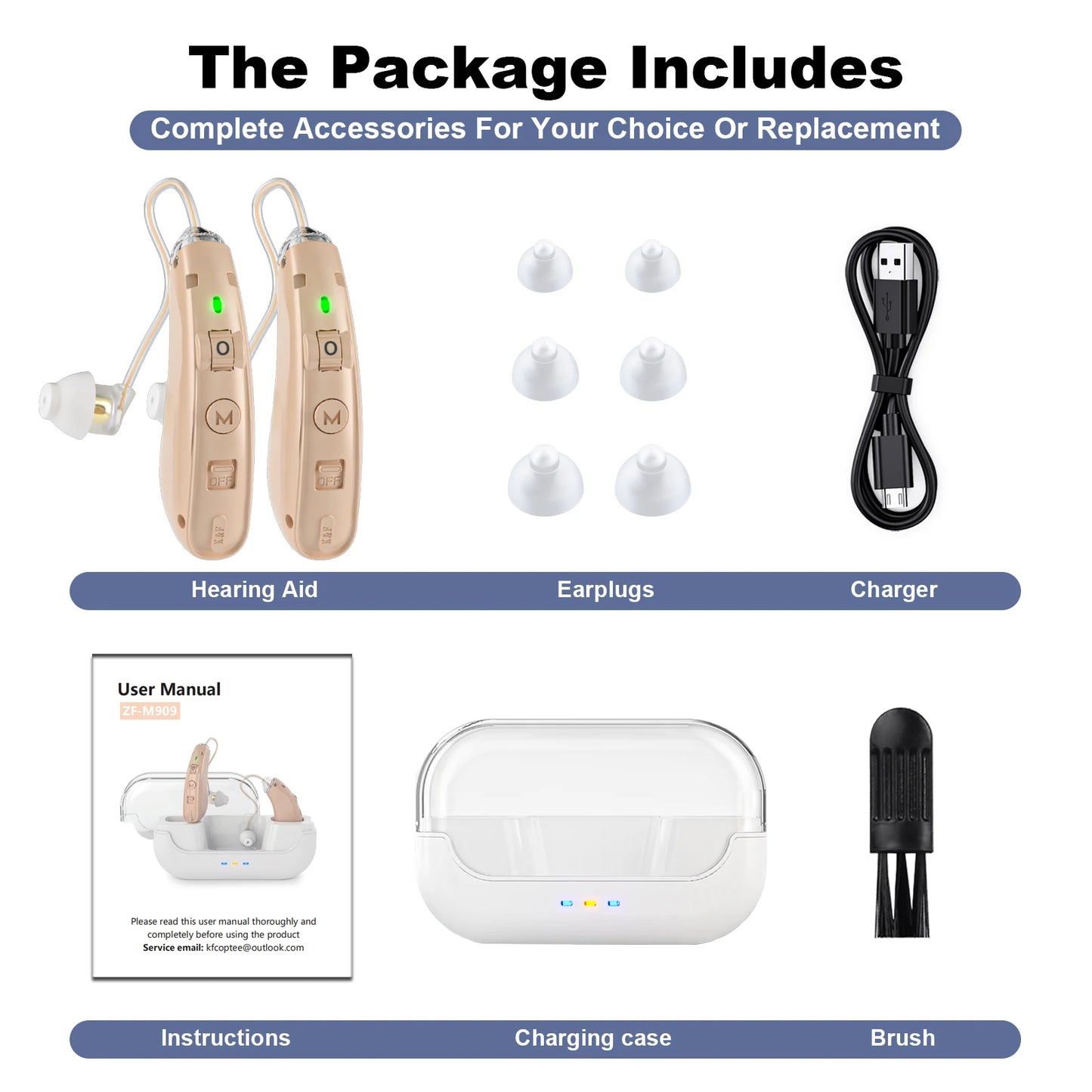Rechargeable Hearing Aids For The Elderly Behind-The-Ear Invisible Hearing Amplifiers Volume-Adjustable Hearing Aids