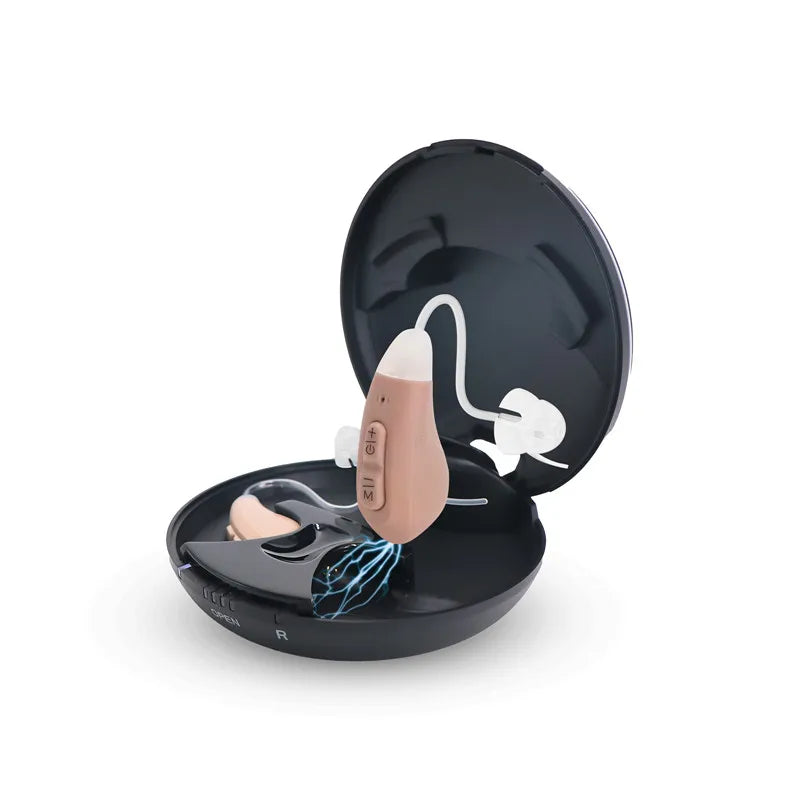 JINGHAO Digital Hearing Loss Aids, Rechargeable, Invisible BTE. Sound Device for Elderly.