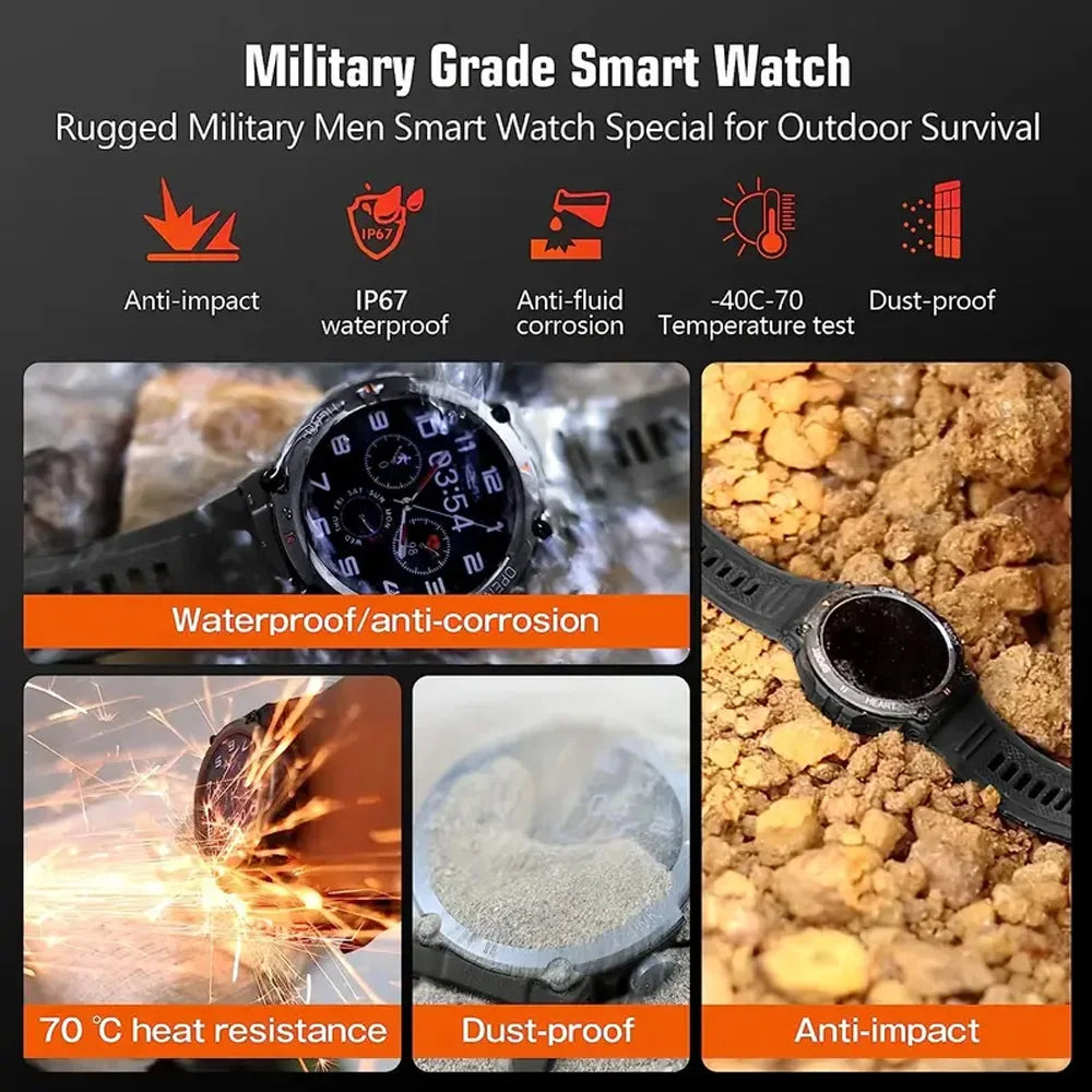 SENBONO Men's Smart Watch Big Screen Bluetooth Call 400mAh Military Outdoor Sports Fitness Tracker Smartwatch Men Women K56