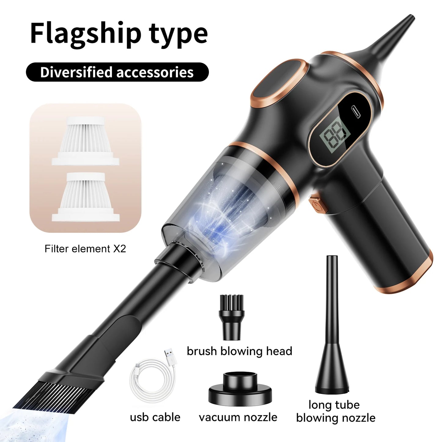 Wireless Car Vacuum Cleaner Mini HEPA for car interiors