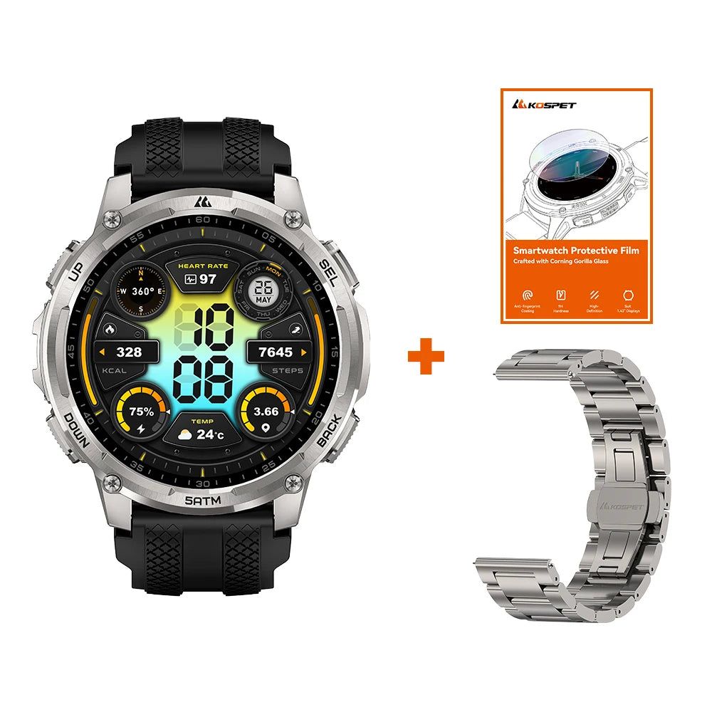 Kospe Tank T4C Rugged Smartwatch With GPS And Flashlight