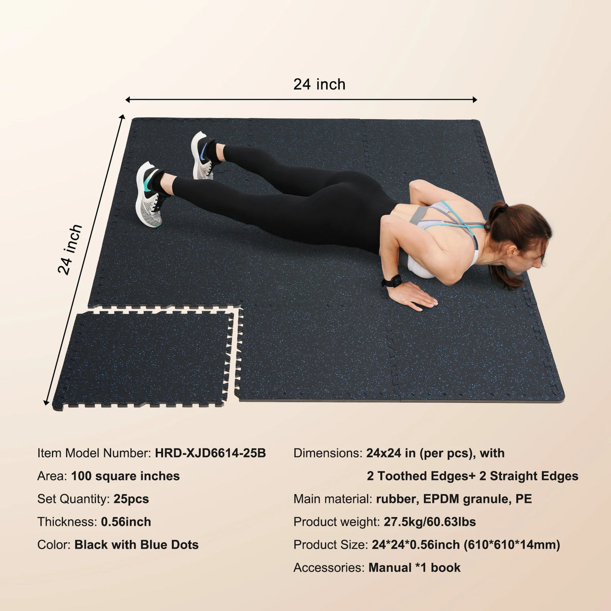 SucceBuy 0.56 Inch 25 Tiles Rubber Top with EVA Foam Thick Floor Mats