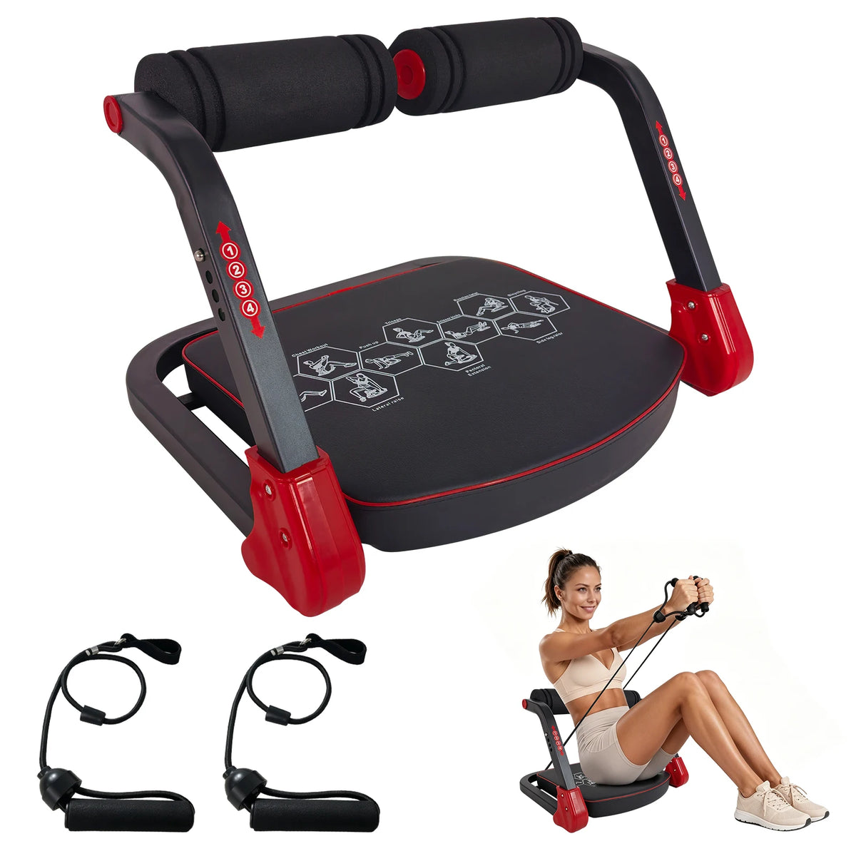 Core Trainer Abdominal Machine With Resistance Bands for Home Gym