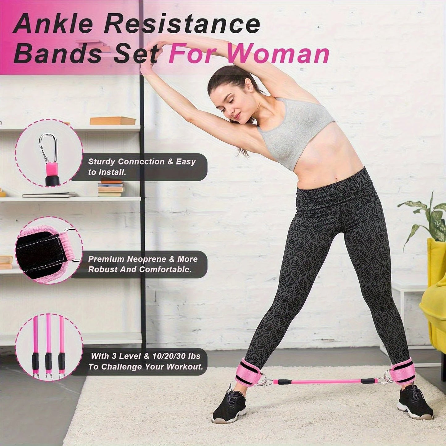 Home Gym Leg Hip Toning Resistance Band Exercise Set