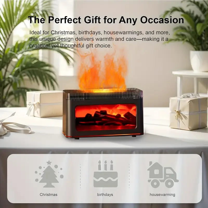 1/2X Simulated Flame Aromatherapy Machine, Essential Oil Humidifier, Color Atmosphere Lighting with Remote Control, Holiday Gift