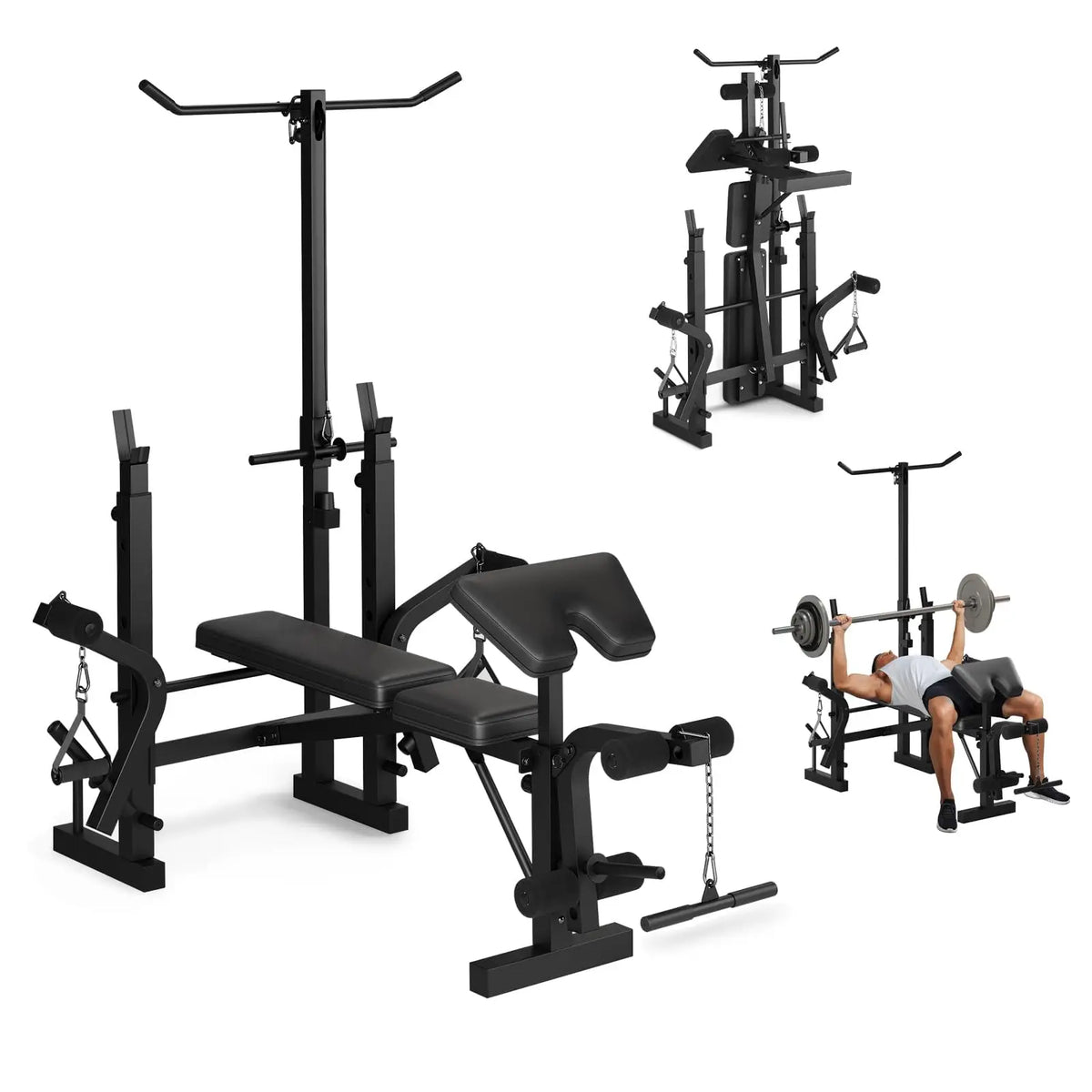 Versatile Foldable Weight Bench With Leg Extension And Preacher Curl