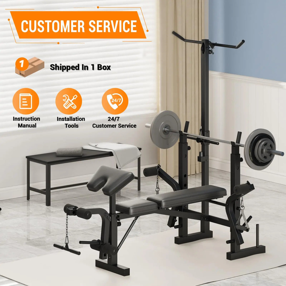 Versatile Foldable Weight Bench With Leg Extension And Preacher Curl