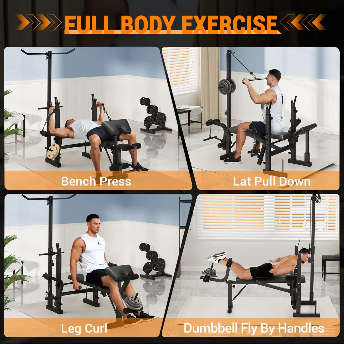 Versatile Foldable Weight Bench With Leg Extension And Preacher Curl