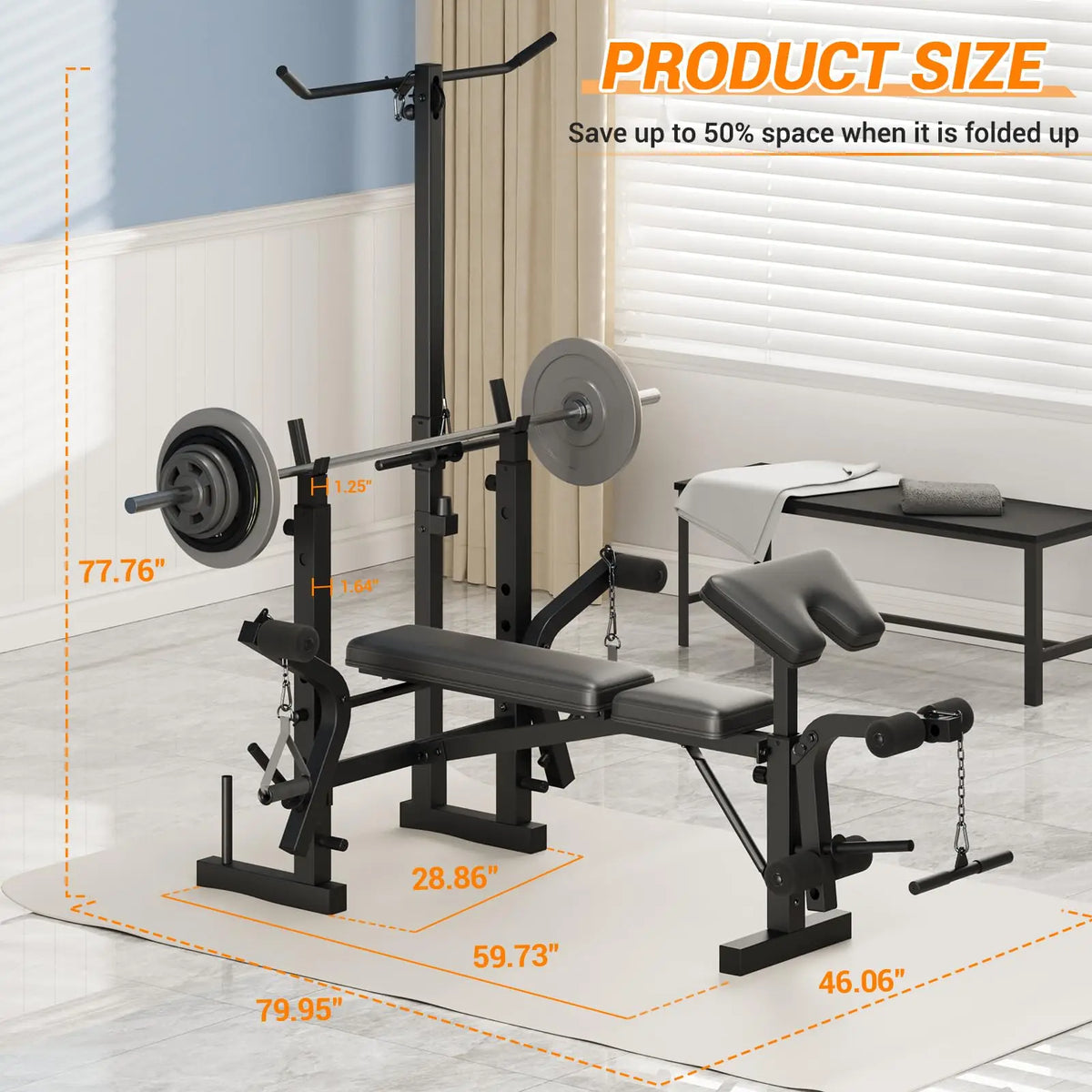 Versatile Foldable Weight Bench With Leg Extension And Preacher Curl