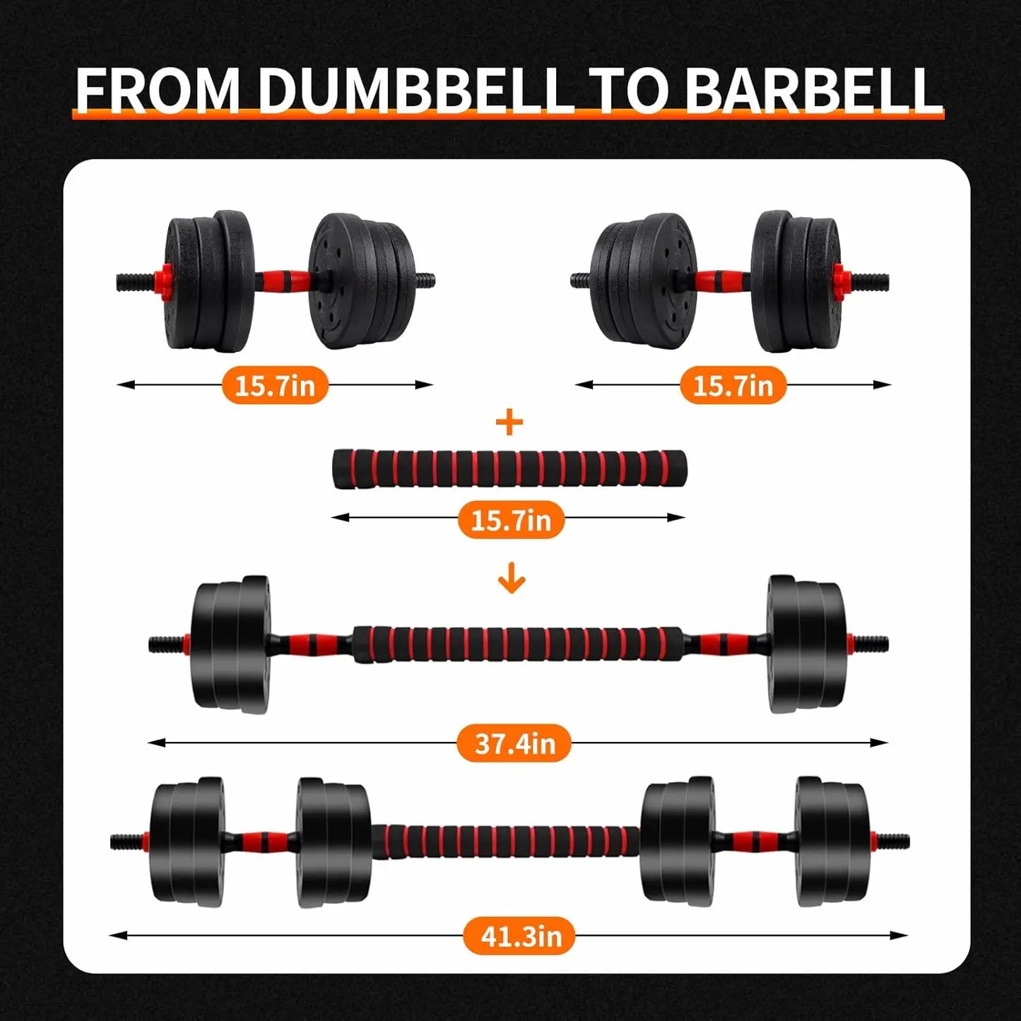 Adjustable Dumbbell Barbell Set With Anti-Slip Grip