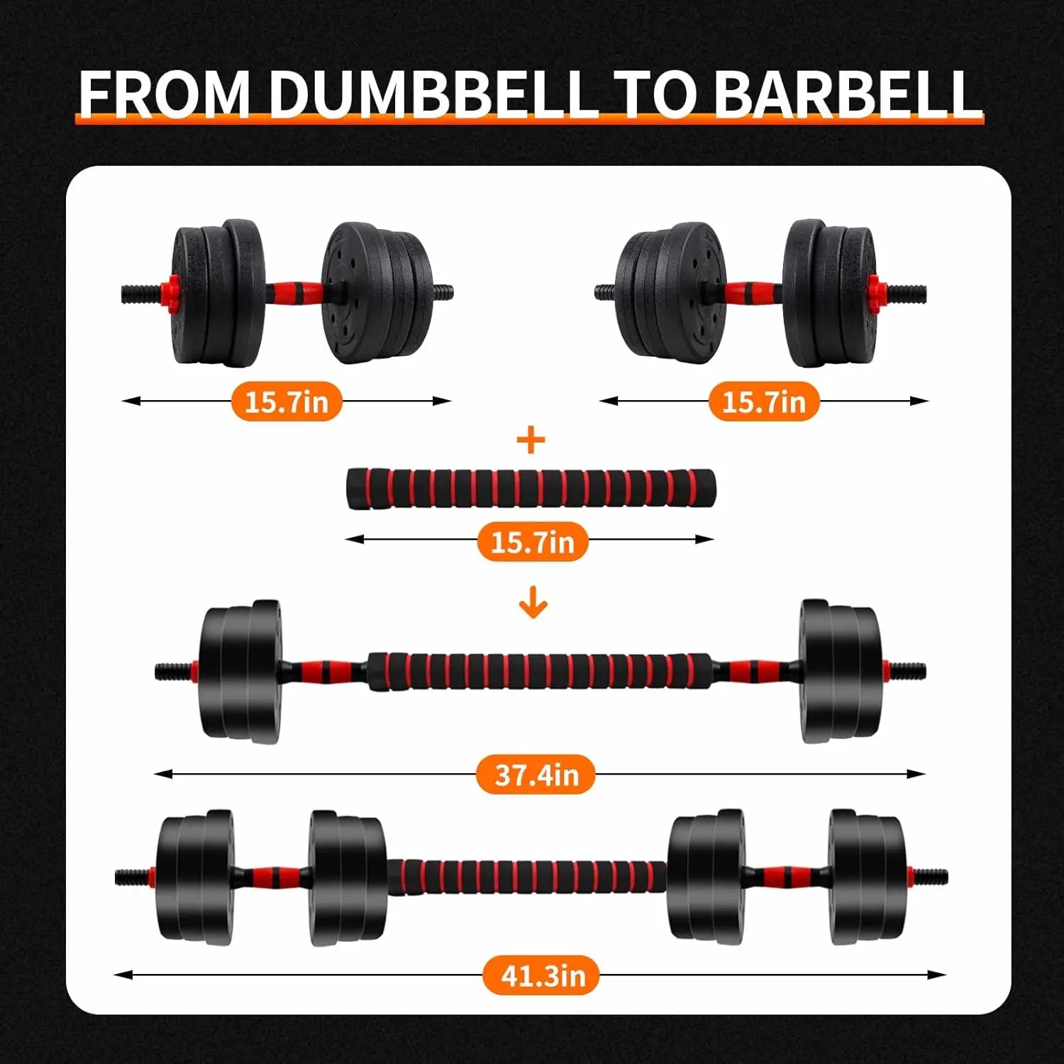 Adjustable Dumbbell Barbell Set With Anti-Slip Grip