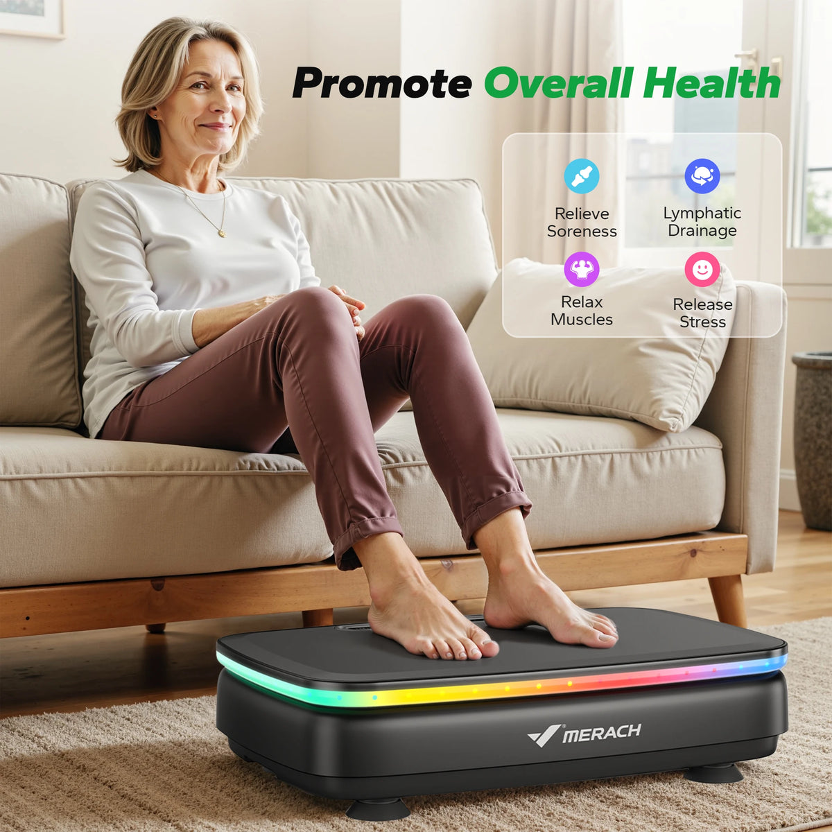 MERACH Vibration Plate Exercise Machine, Vibration Plate Lymphatic Drainage