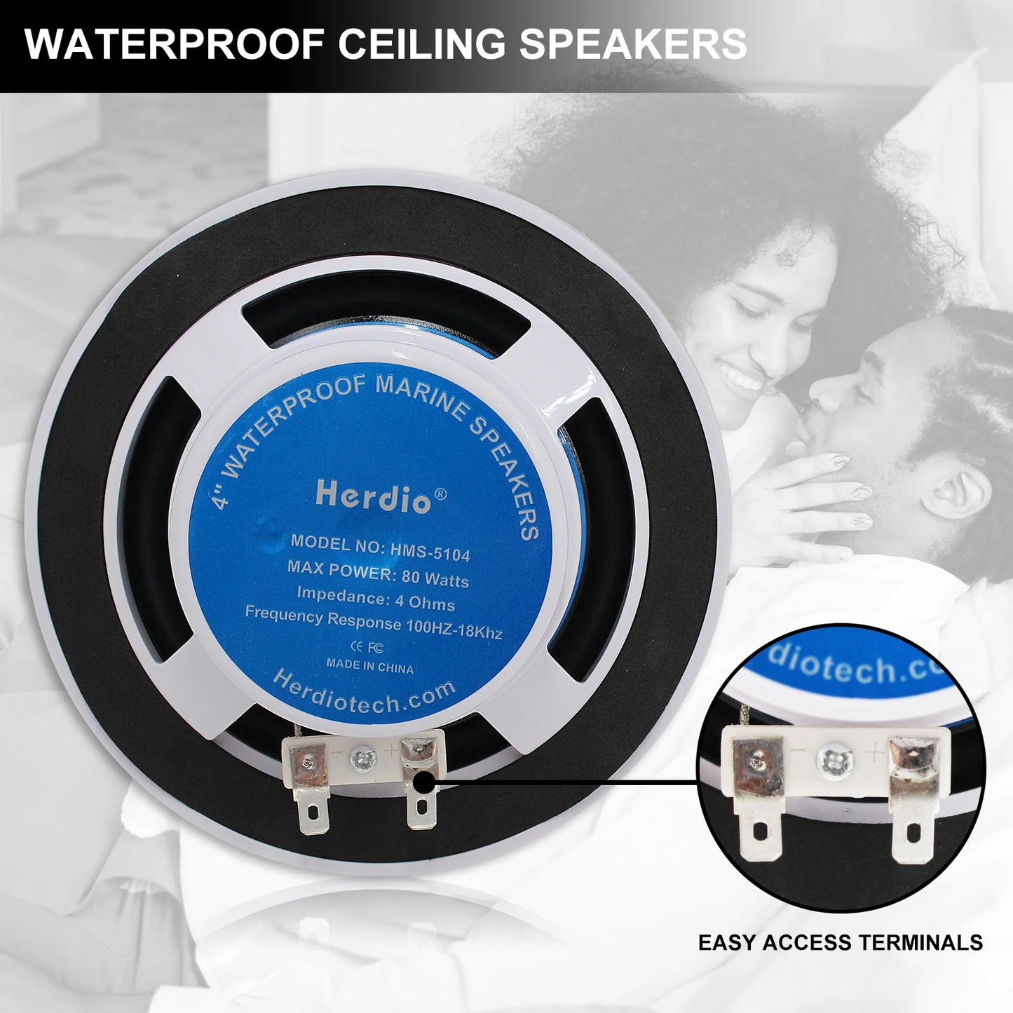 Herdio Marine Bluetooth Speaker Set 160W Waterproof Outdoor Audio