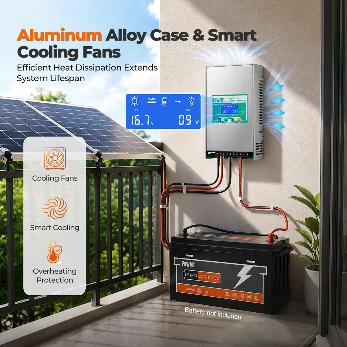 PowMr MPPT Solar Charge Controller Off Grid Battery Regulator