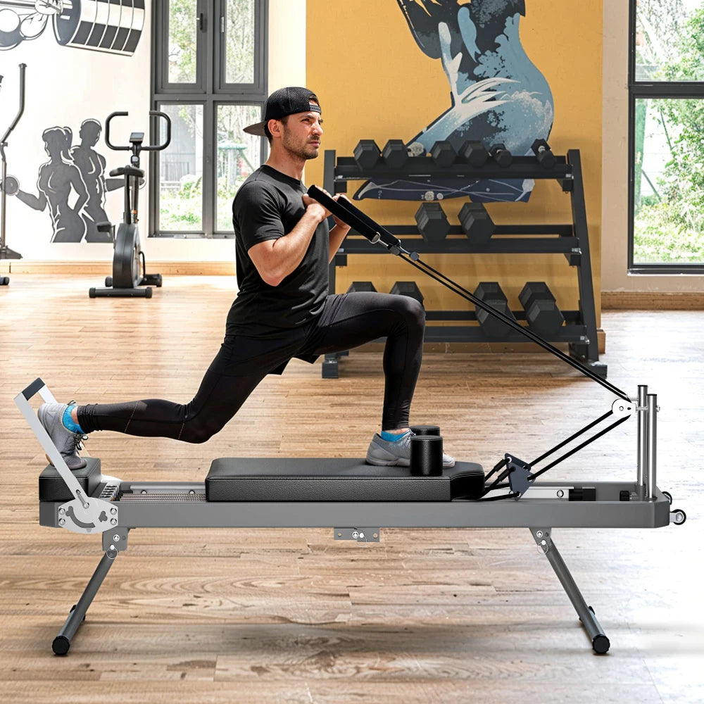 Pilates Reformer With Aerobic Rebounder For Strength Training At Home