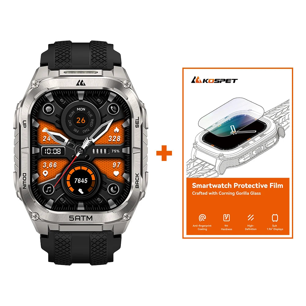 KOSPET Tank M4C Rugged Smartwatch GPS Flashlight 5ATM Waterproof