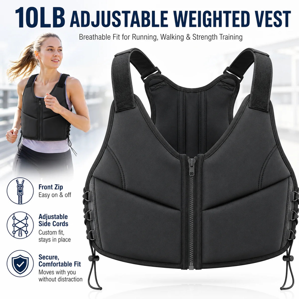 Adjustable Weighted Fitness Vest for Running, Walking, and Strength Training