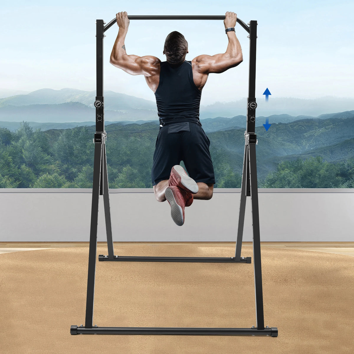 Triangular Power Tower Pull Up Station for Strength Training