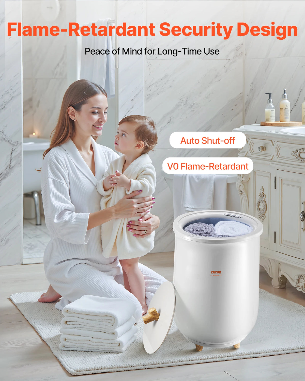 SucceBuy Towel Warmer - Bucket 20L Heated Towel Warmer w/ LED Light ,Auto Shut off & Temperature Setting