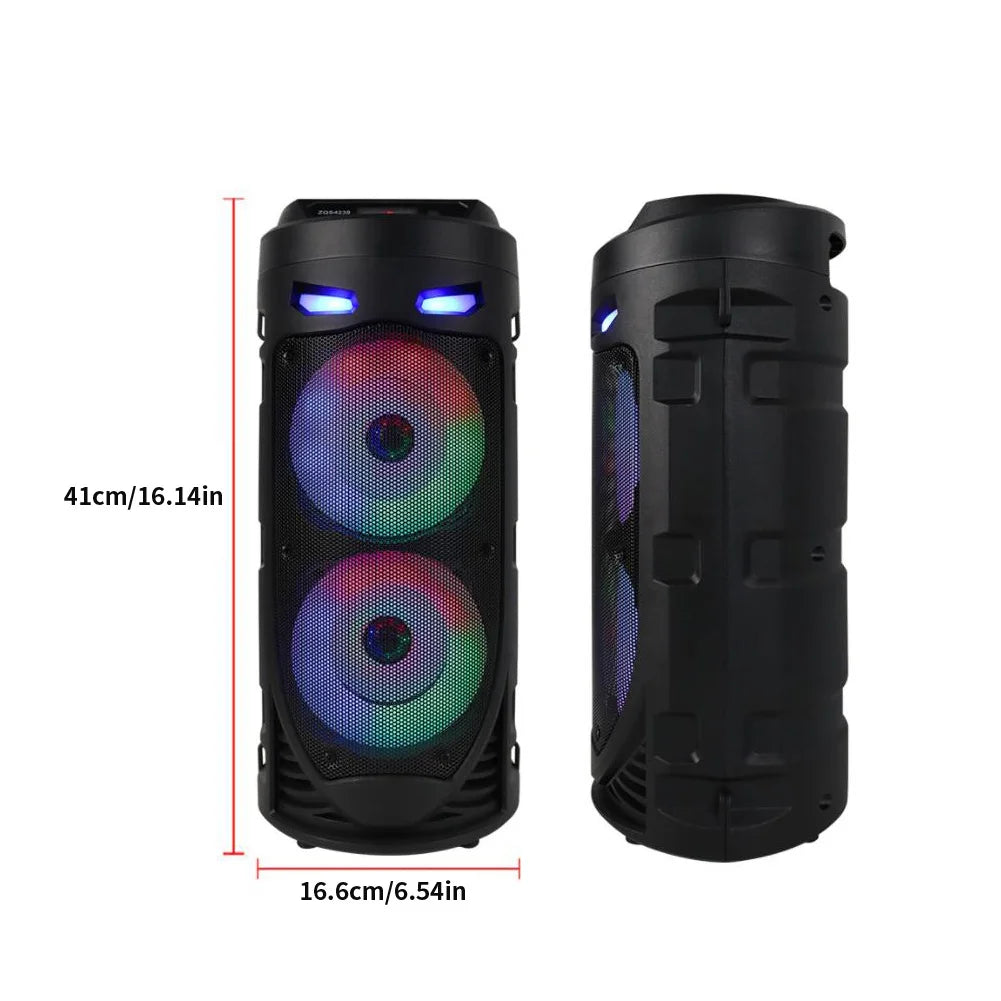 Portable Bluetooth Speaker With Dual Subwoofers And Lights