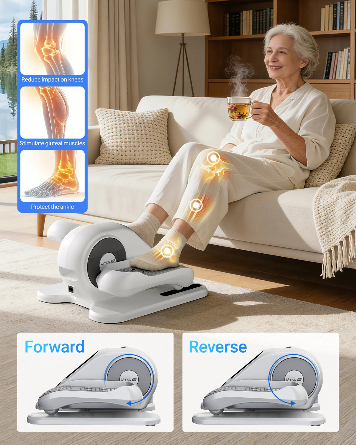 UMAY Under Desk Electric Elliptical Seated Pedal Exerciser With Remote Control