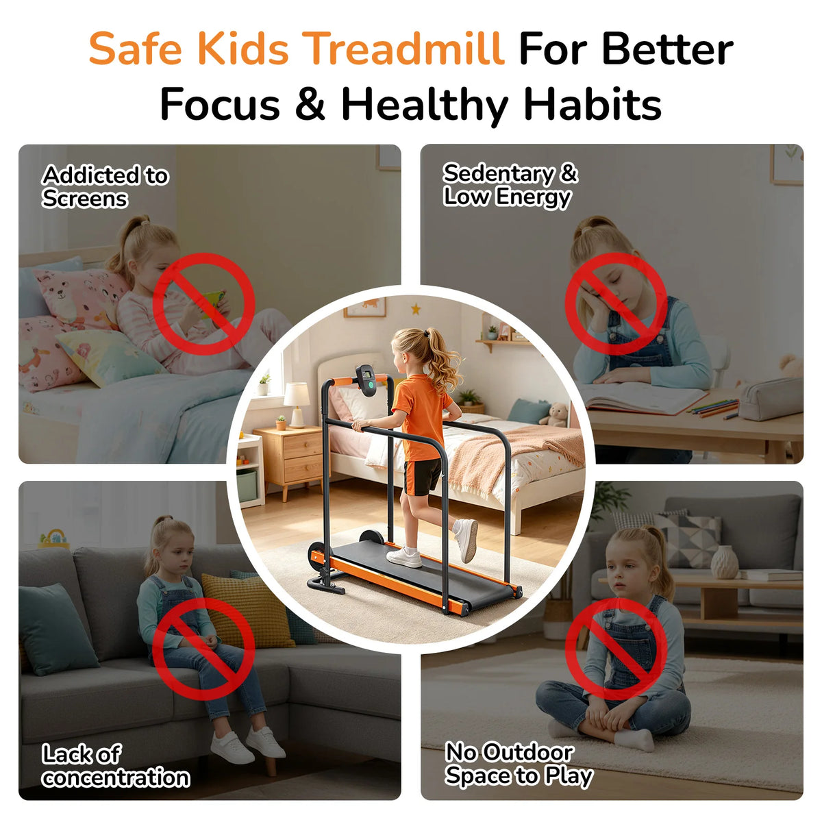 AKLUER Kids Self Propelled Walking Pad Treadmill for Indoor Exercise