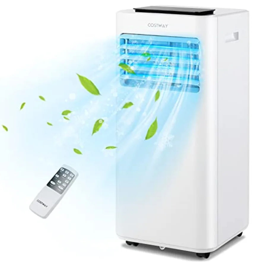 Portable air conditioner for bedroom office dorm use, ABS plastic housing, white color, 10000 BTU cooling with 3-in-1 function,
