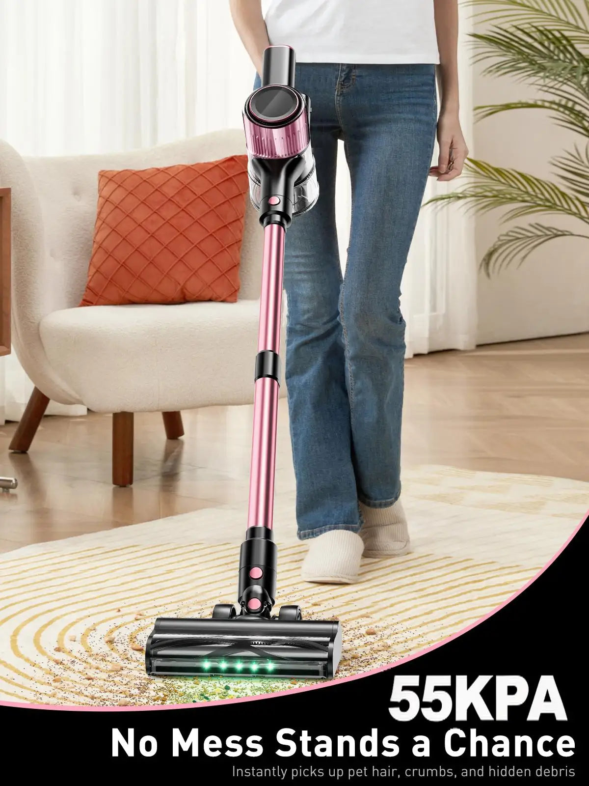 Cordless Vacuum Cleaner, 10 in 1 Powerful Stick Vacuum Cleaner for Home Pet Hair/Hard Floor/Carpet