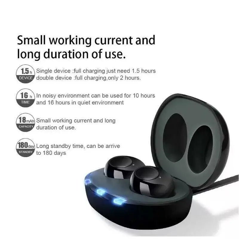 JINGHAO Rechargeable Hearing Aid In-Ear Enhancer Sound Voice Amplifier Black Color Fashion Design