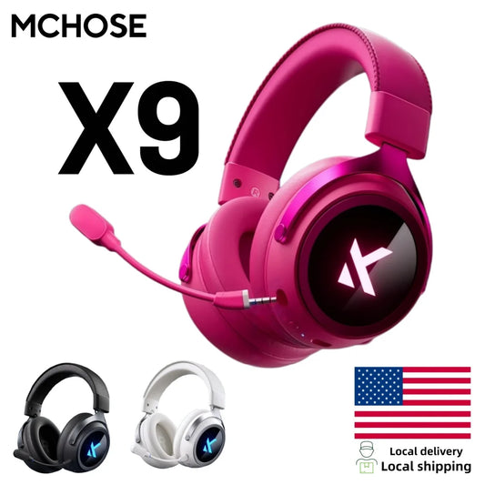 MCHOSE X9 Wireless Headworn Game Headset7.1 Three Mode 53mm Aluminum Foil Polymer Diaphragm E-Sports Gift Bluetooth 2.4G Headset