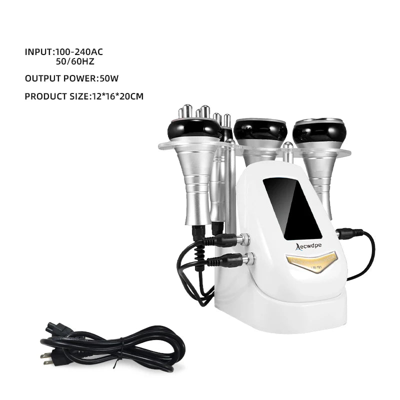 4-in-1 multi-functional beauty device, ultrasonic cavitation machine, 40k lymphatic massage slimming instrument, body care vacuum liposuction device, anti-wrinkle rejuvenation device, skin tightening and lifting.