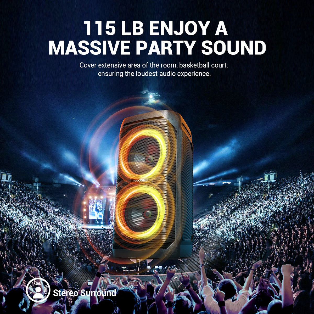 W-KING T11 100W Waterproof Bluetooth Party Speaker with Deep Bass