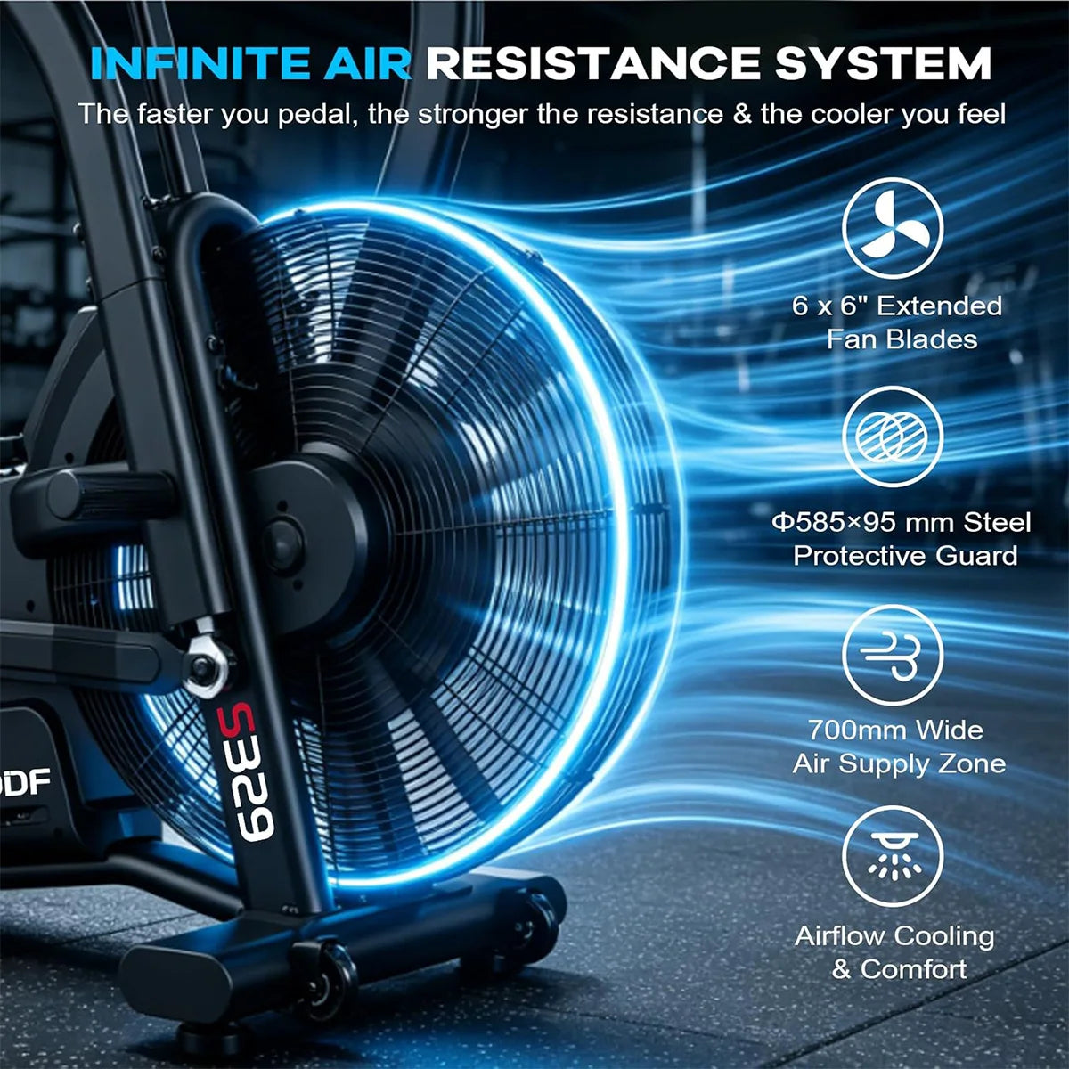 Pooboo Air Resistance Exercise Bike With Dual Action Handlebars