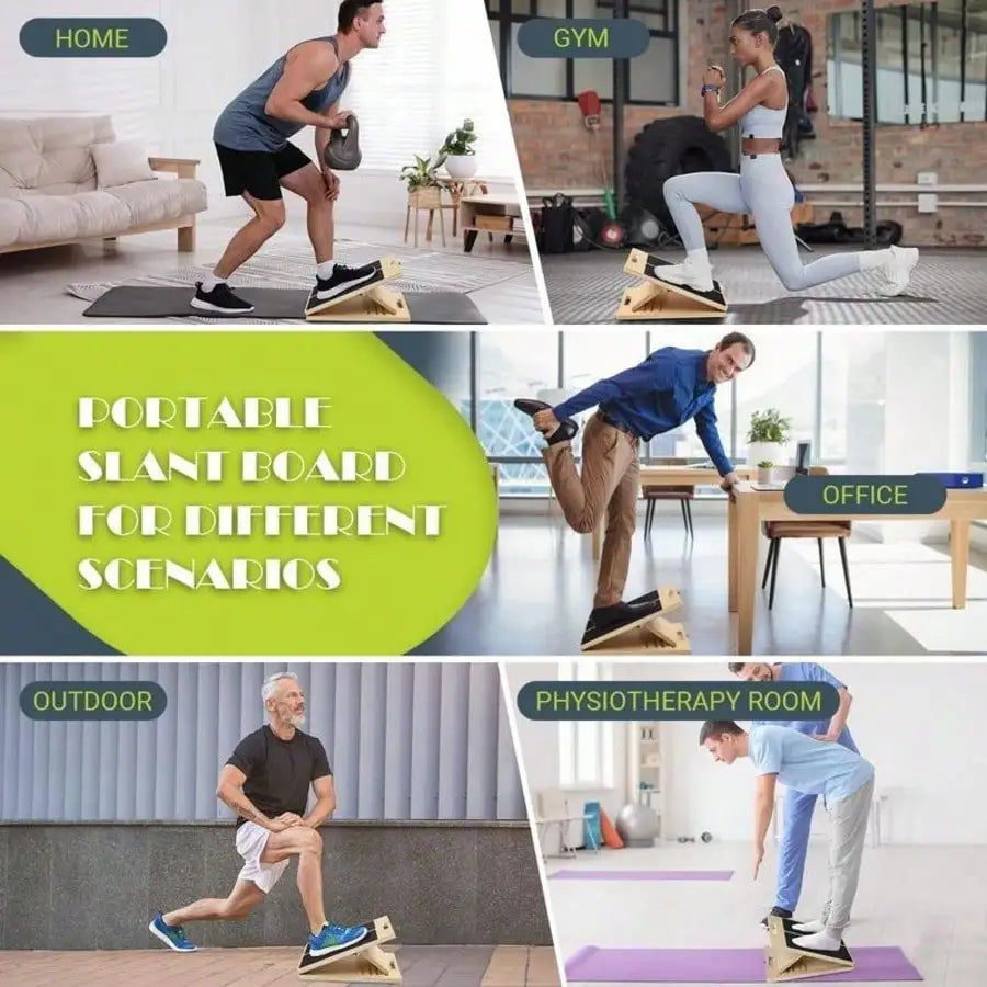 Adjustable Wooden Slant Board For Foldable Calf Stretching 300 Lbs