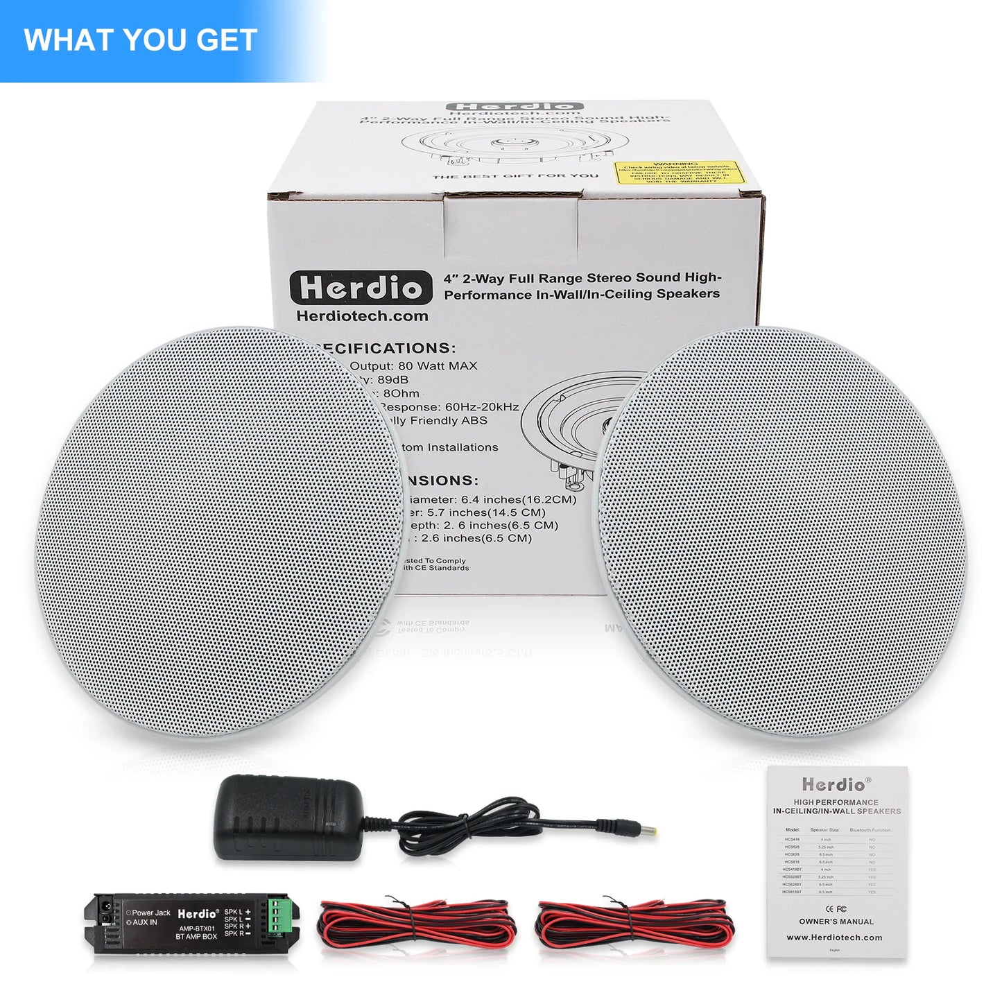 Herdio Flush Mount Two-Way Ceiling Bluetooth Speaker