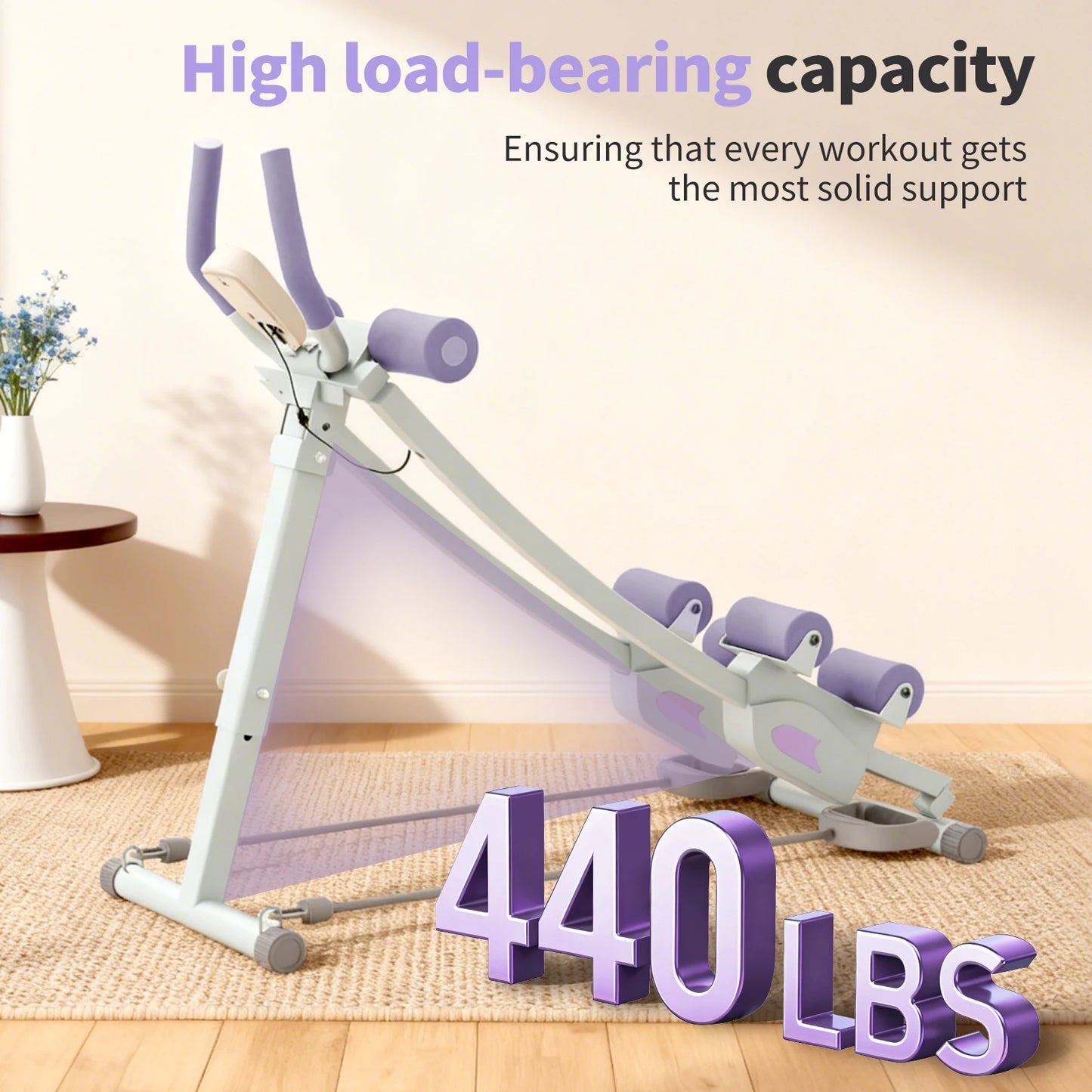 Abdominal Curling Exercise Machine Adjustable Dual Track Core Trainer Foldable