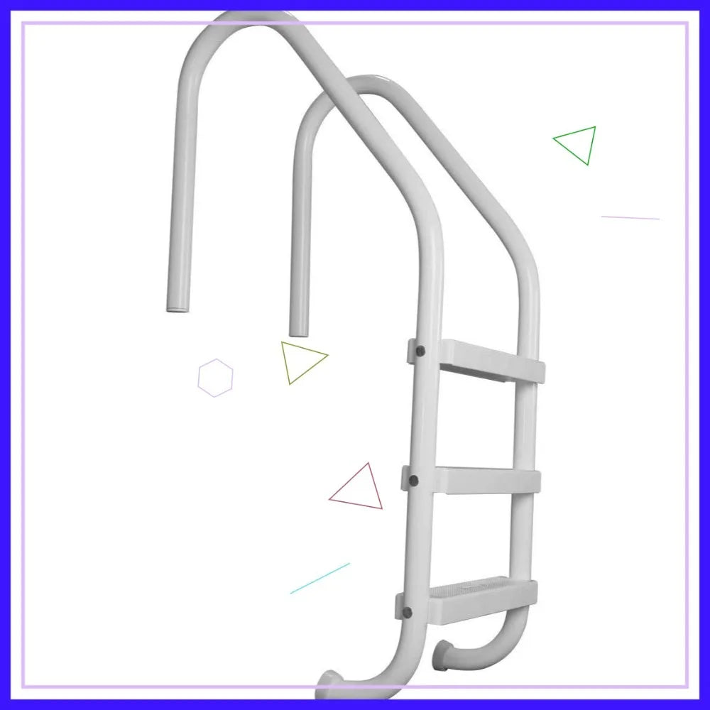 Rust Proof 3-Step Swimming Pool Ladder 53" Tall White Inground Non-Slip Safety Ladder