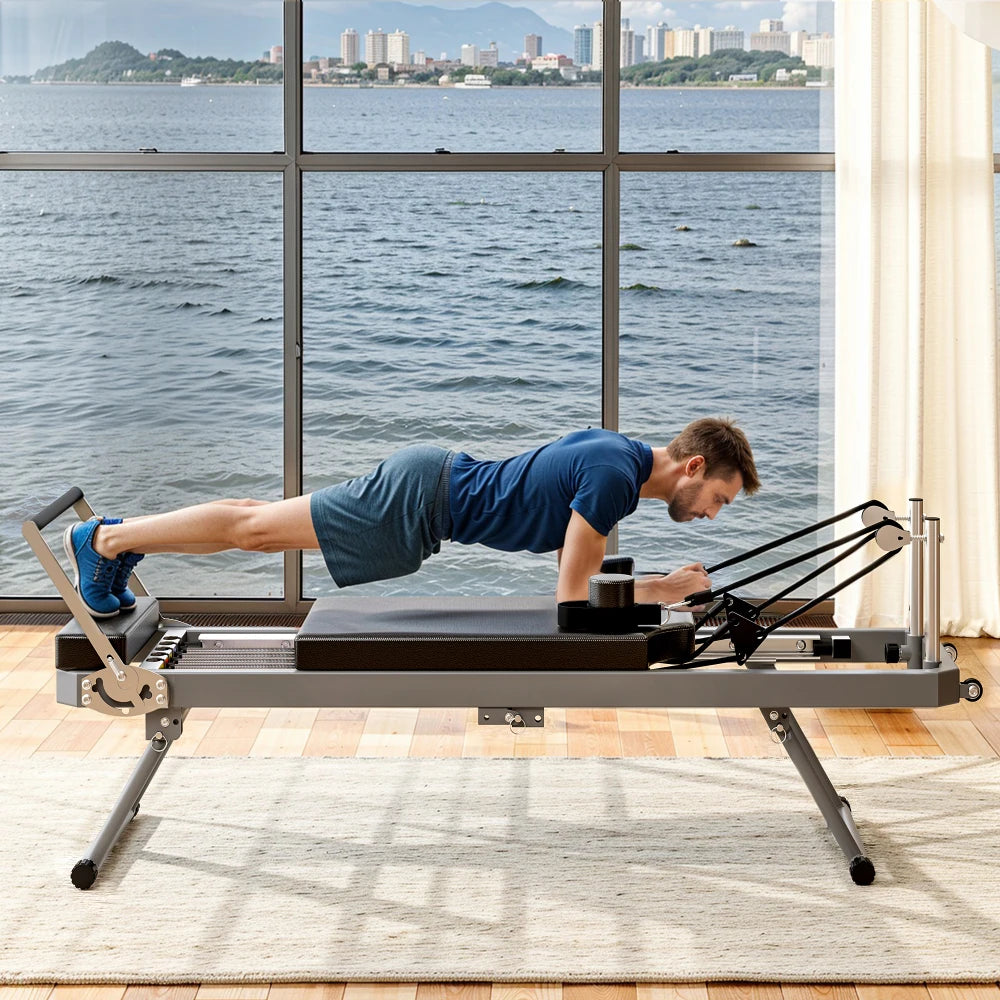 Pilates Reformer With Aerobic Rebounder For Strength Training At Home