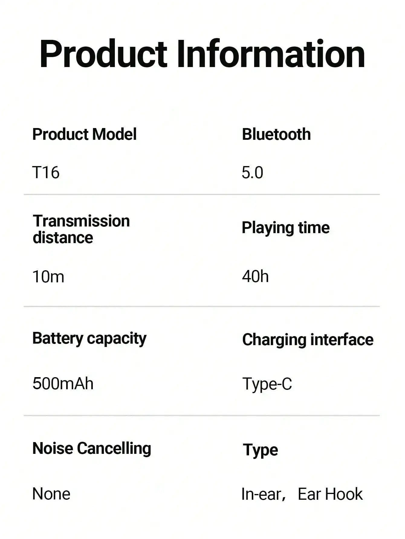 T16 Bluetooth 5.0 Ear-Hook Sports Earphones, IPX5 Waterproof ABS Earbuds, Wireless Charging Case, Dual LED Display, 48H Playtime Voice Control for Fitness Travel Commute