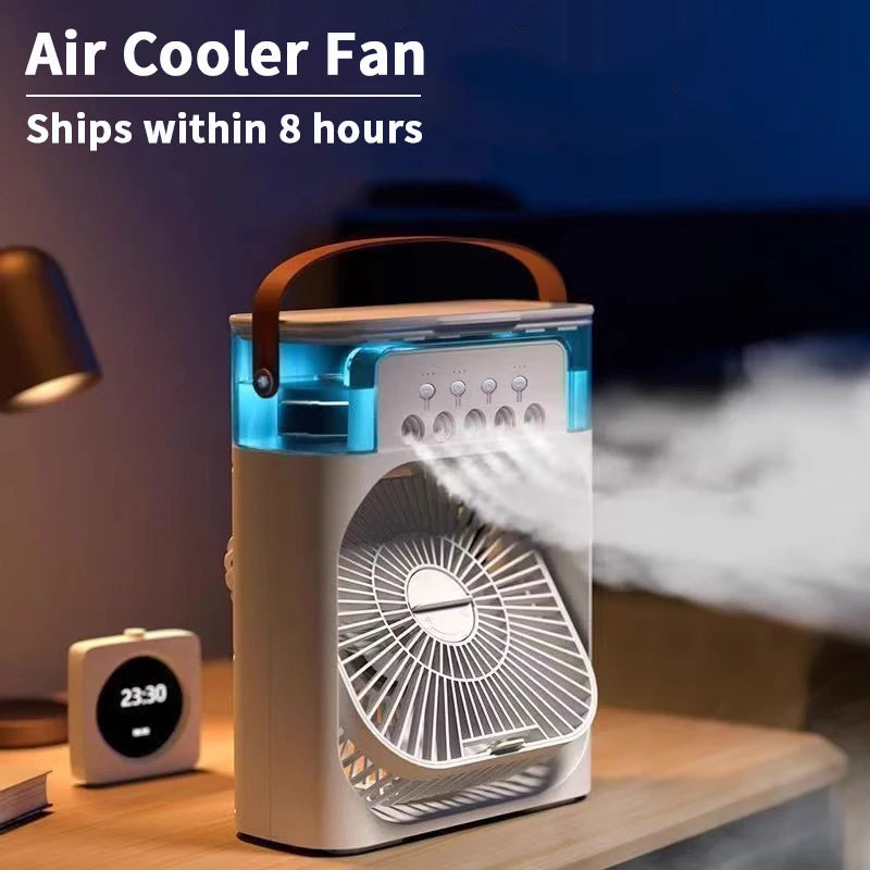 New 3 In 1 Fan AIr Conditioner, Mini Air Cooler, LED Night Light, and Portable Humidifier