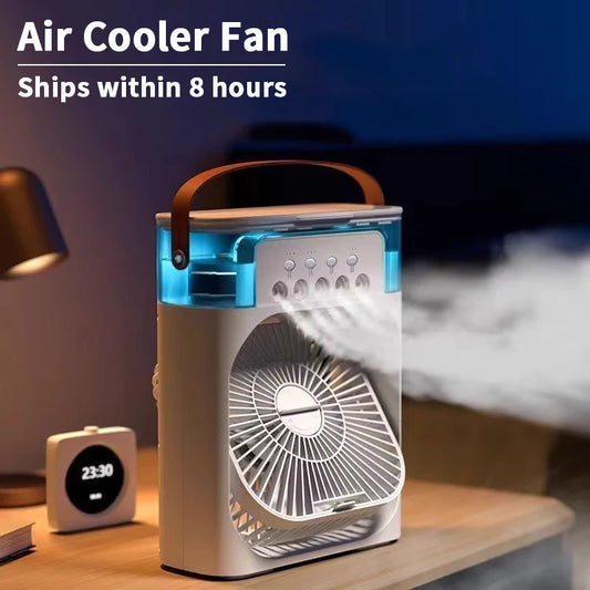 New 3 In 1 Fan AIr Conditioner, Mini Air Cooler, LED Night Light, and Portable Humidifier