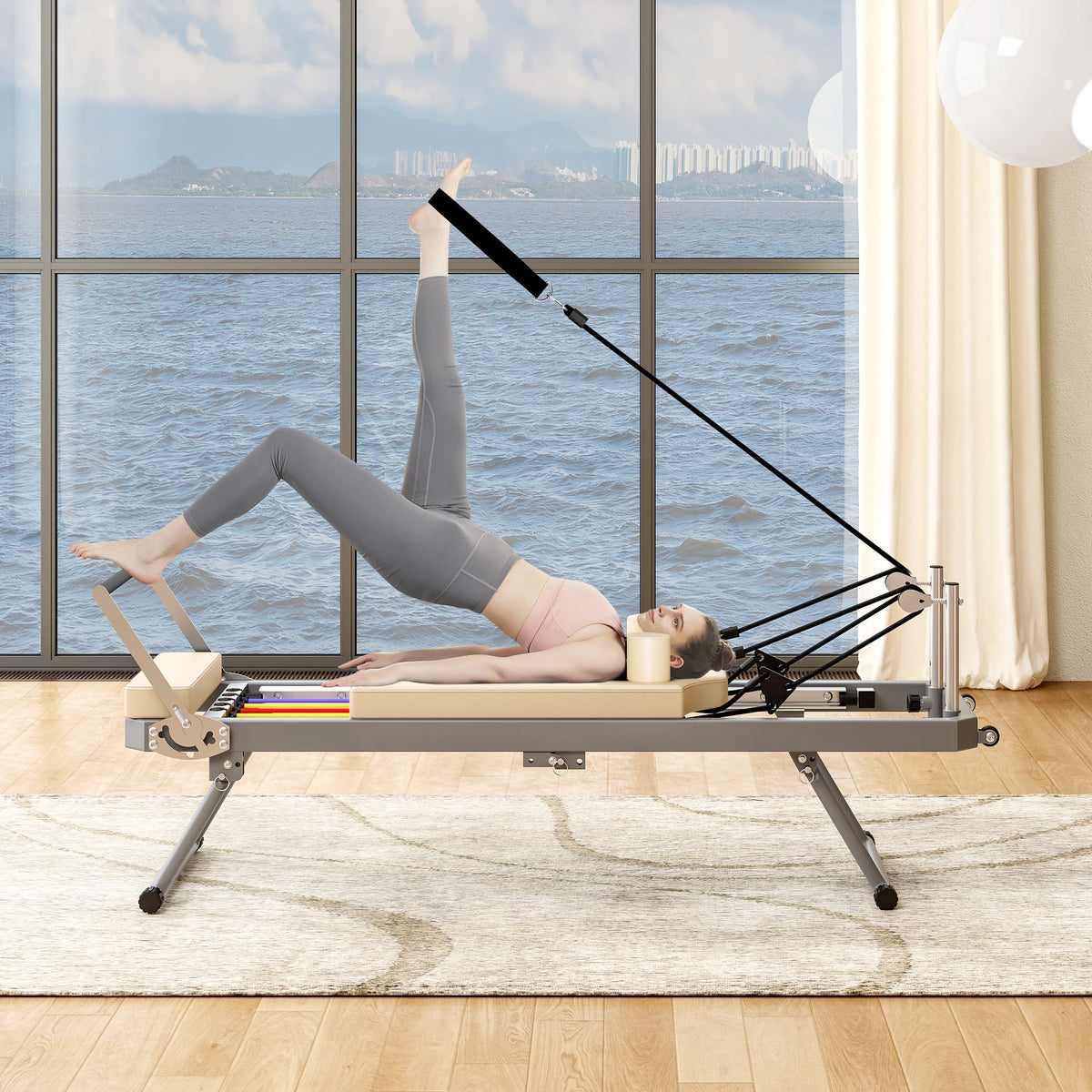 Pilates Reformer With Aerobic Rebounder For Strength Training At Home
