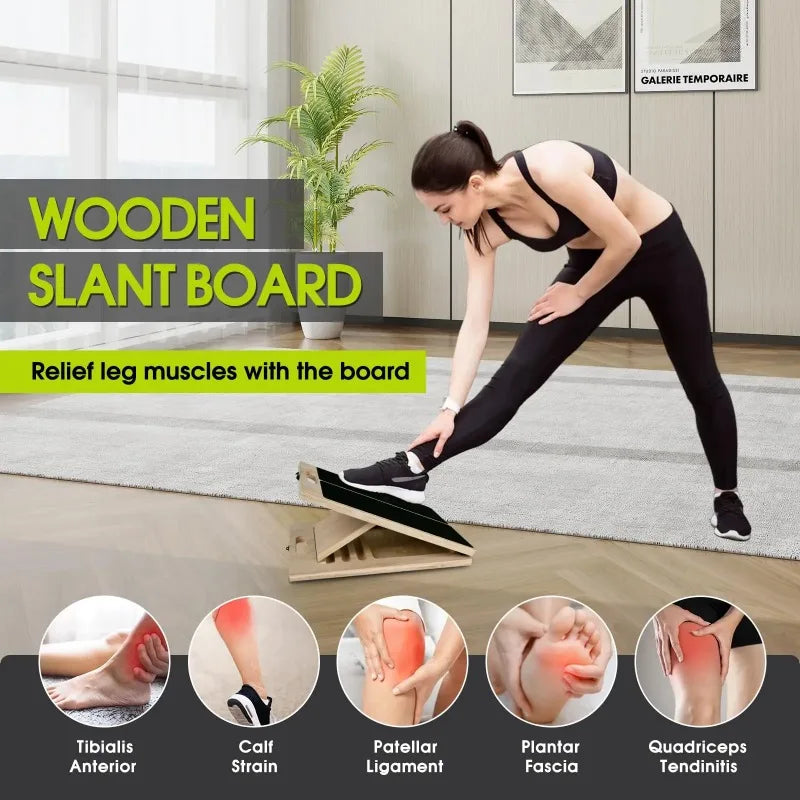 Adjustable Wooden Calf Stretching Slant Board for Leg Flexibility and Training
